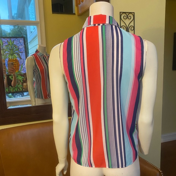 Banana Republic ❤️sheer top-multi color stripes Size XS Excellent condition - Picture 3 of 5